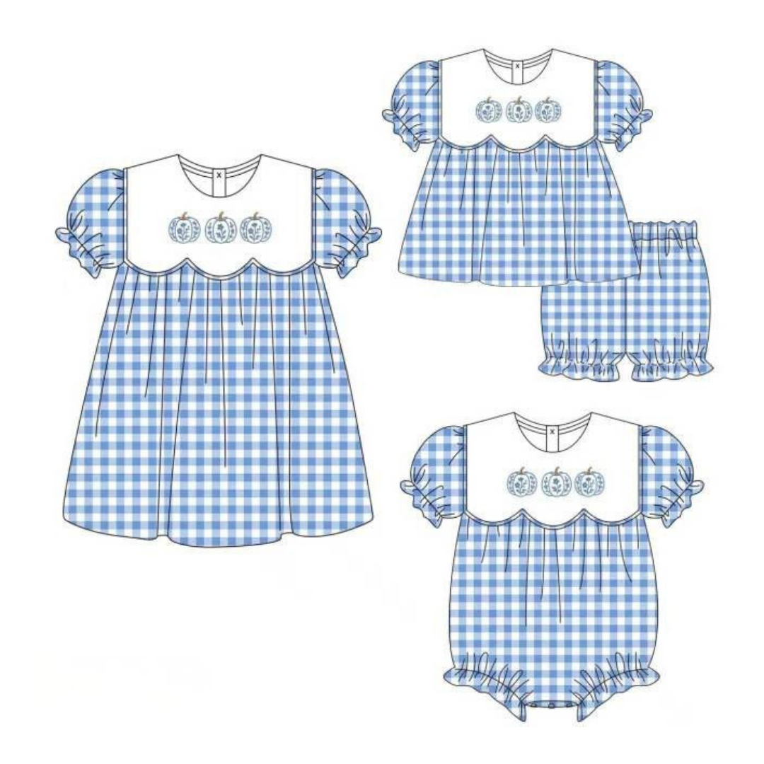 Blue Gingham Pumpkin Collar Collection – Preorder 043
