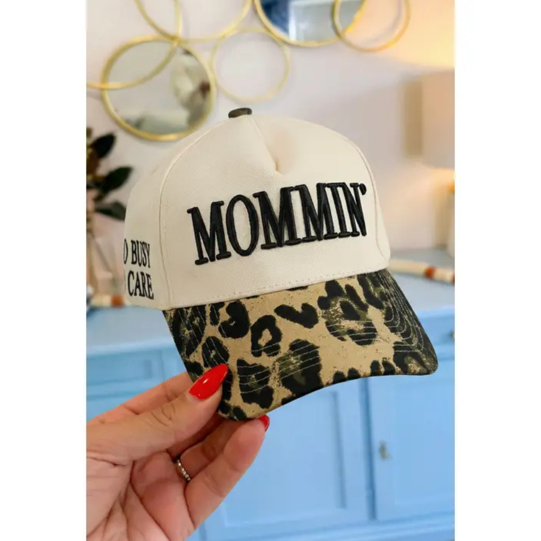 Mommin’ Leopard Contrast Trucker Hat - Mama Edit