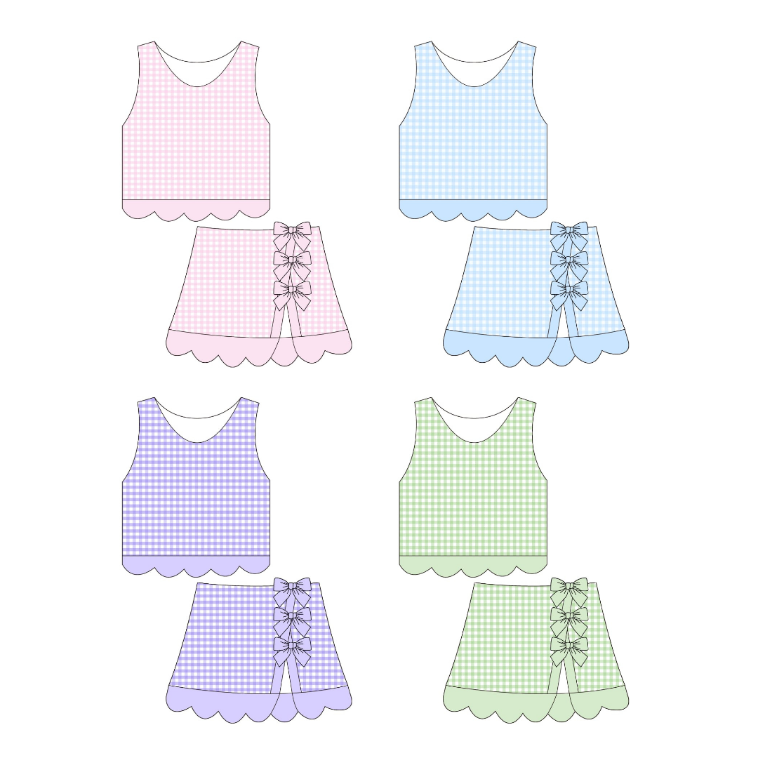 Sweet Scallop Bow Skirt Set – Preorder 034