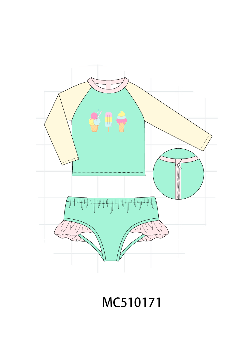 Coastal Colorblock Ice Cream Swim Collection - Girls Two Piece Swim