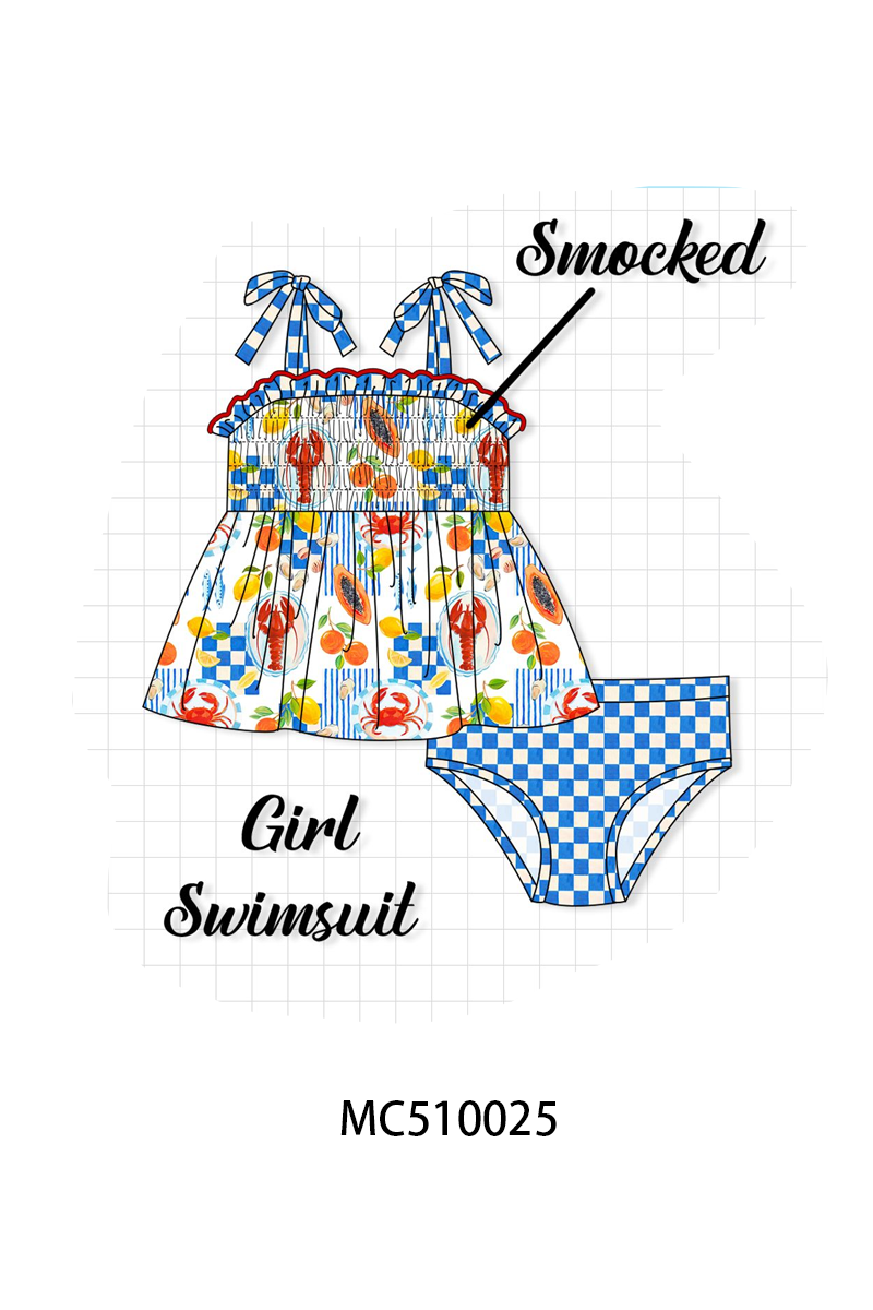 Lemon Lobster Crab Swim - Girls Two Piece Swim
