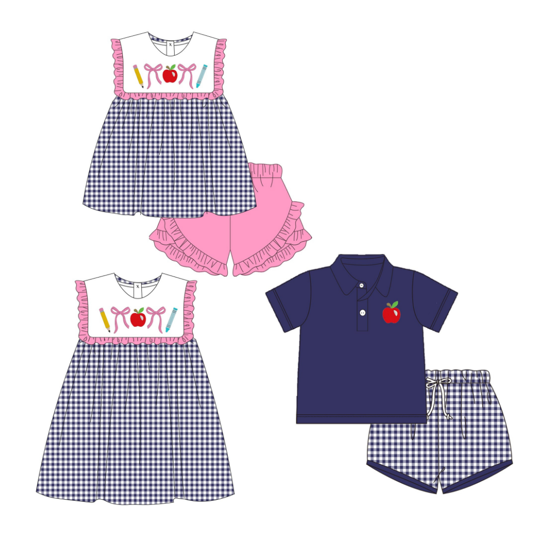 Apple & Pencil Gingham Collection – Preorder 032