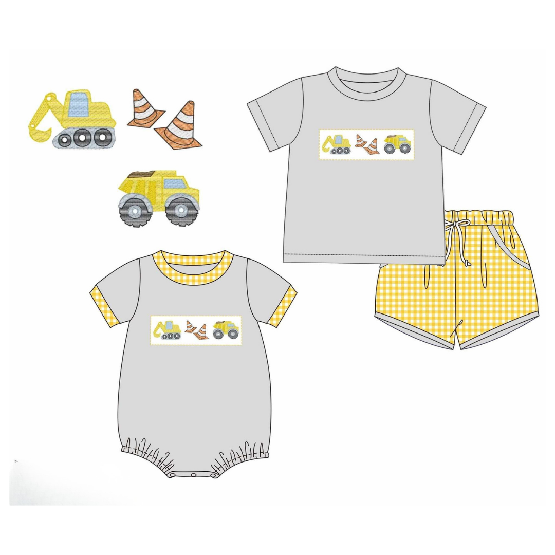 Construction Crew Embroidery Sibling Set – Preorder 035