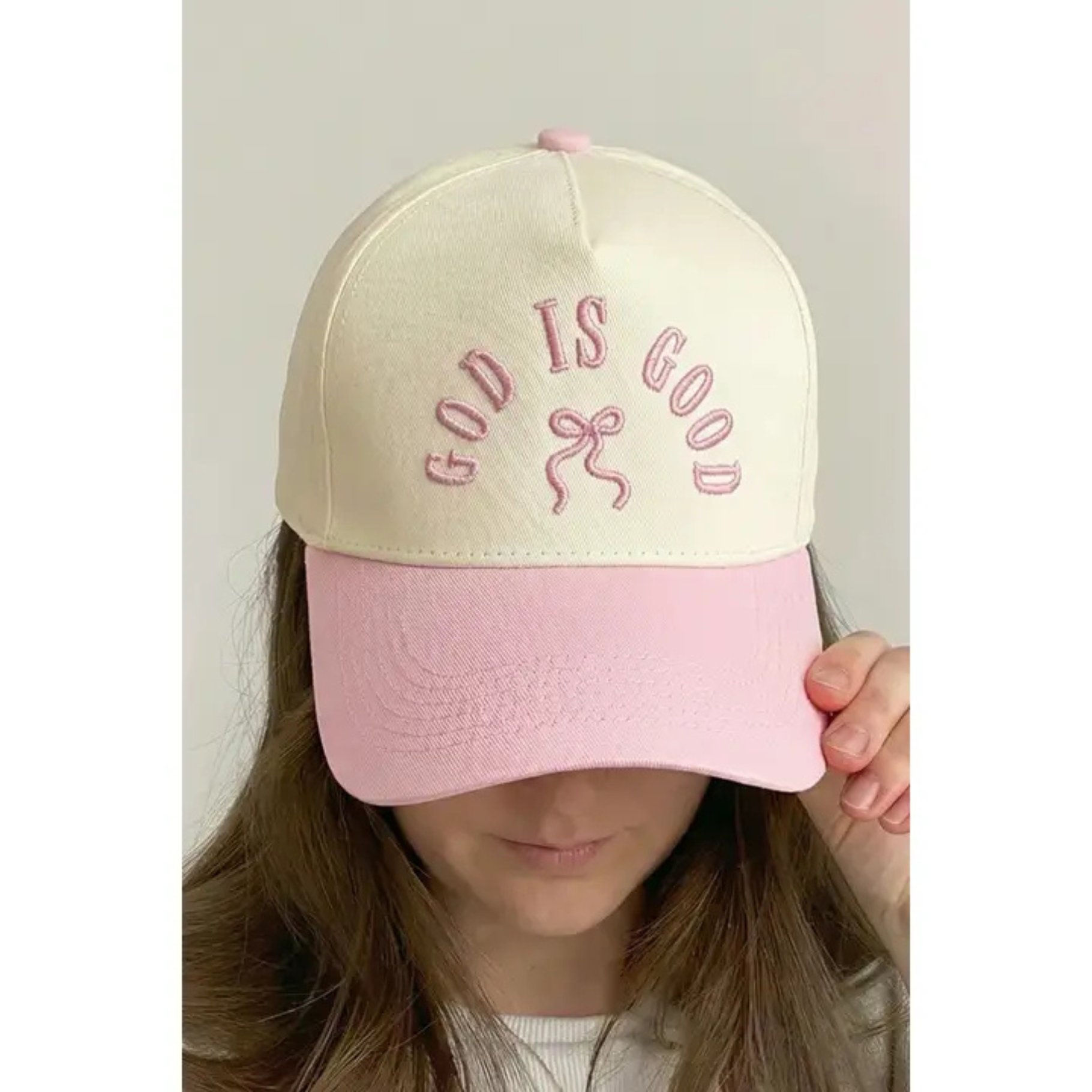 God Is Good Bow Embroidered Trucker Hat - Mama Edit