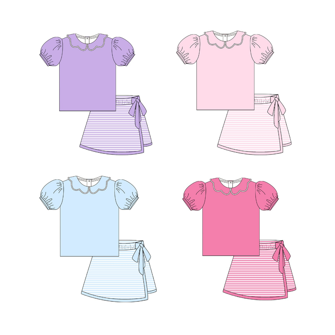 Classic Scallop Collar Skirt Set – Preorder 034