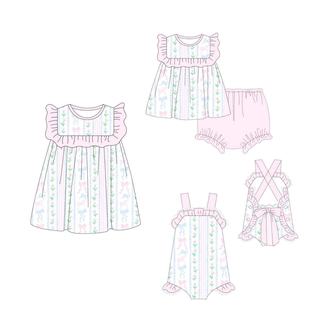 Floral Stripe Bow Collection -- Preorder 033