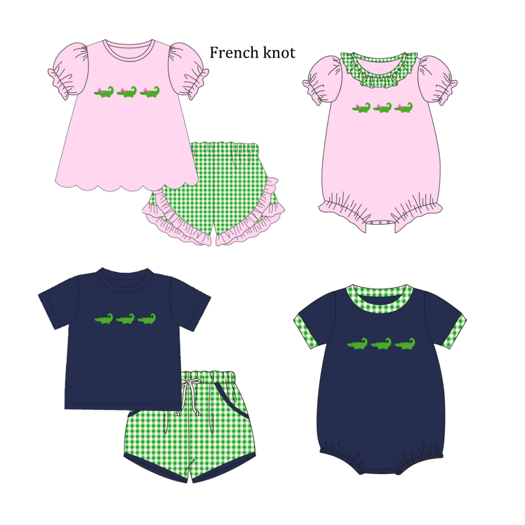 French Knot Gator Gingham Collection -- Preorder 029