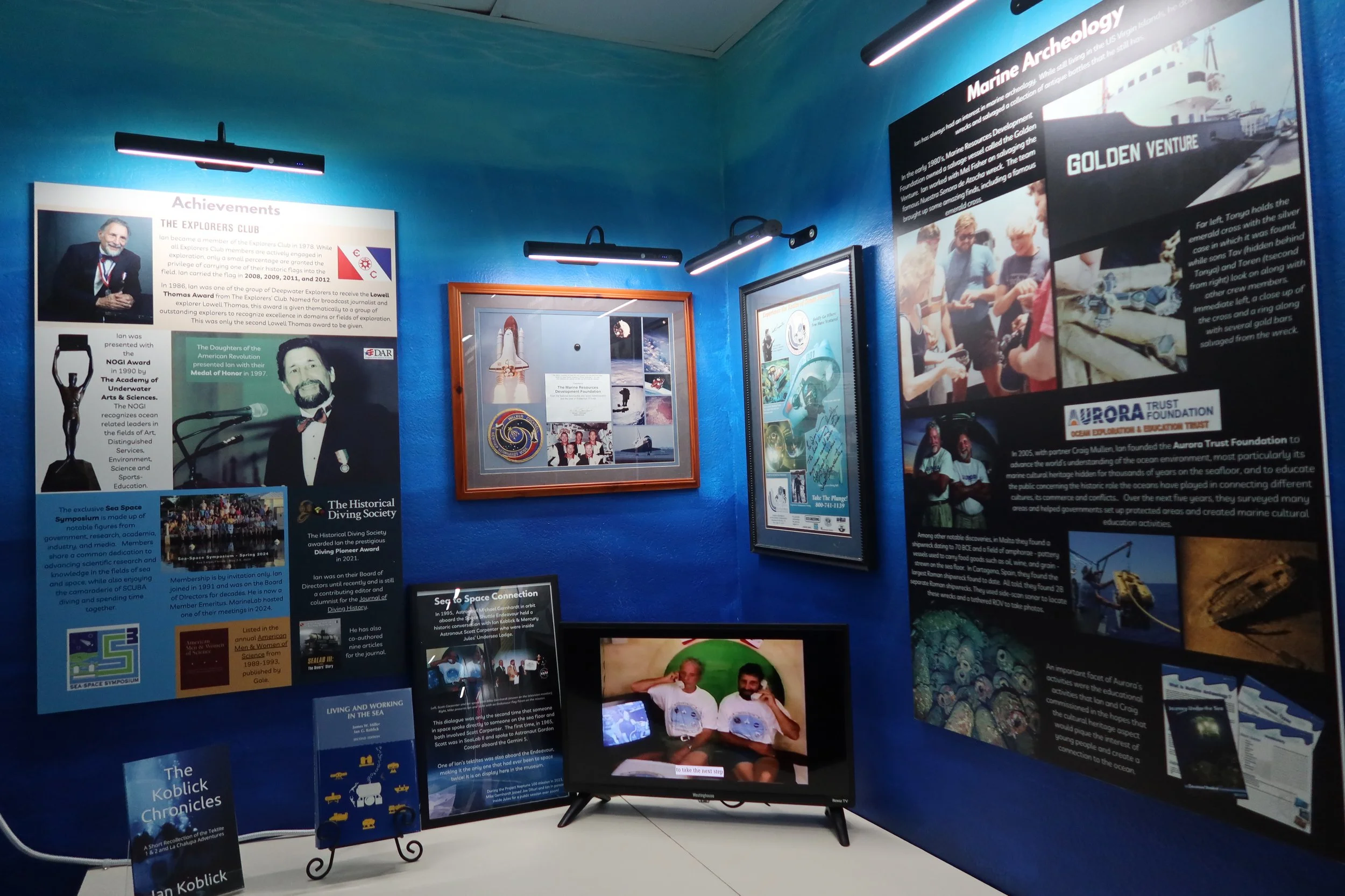 An overview of one corner of the Legacy of Ian Koblick exhibit