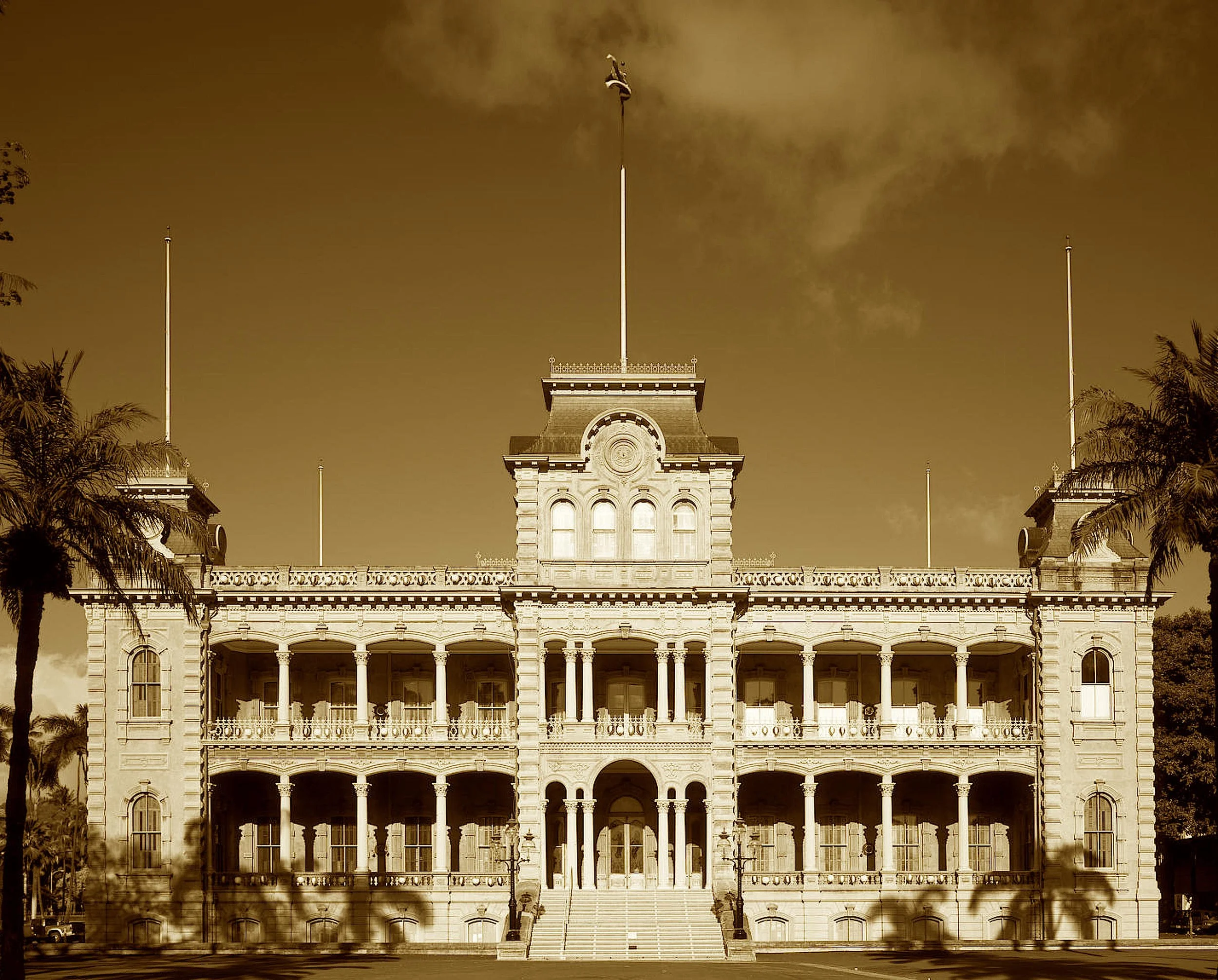 With power comes a palace grand,
A queen held fast, then lost her stand.
Before D.C. could light a wire,
This throne room glowed with electric fire.
Though Five-O came with badge and flair,
It’s still her songs that haunt the air.