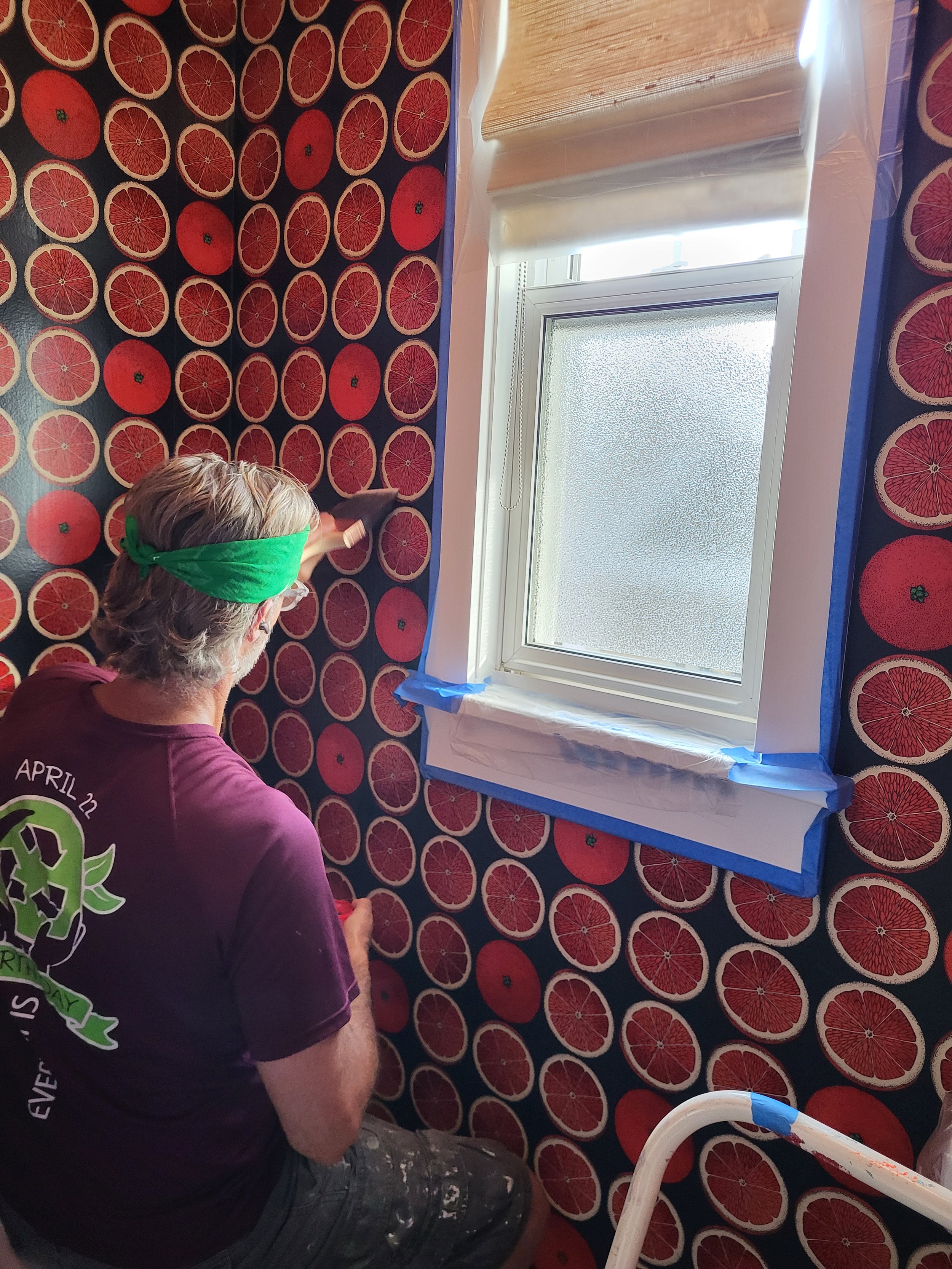 Applying a matte protective sealer. This sealer will prevent bleach marks from cleaning and splashes at the sink, ensuring a long lasting (blemish-free) wall treatment.