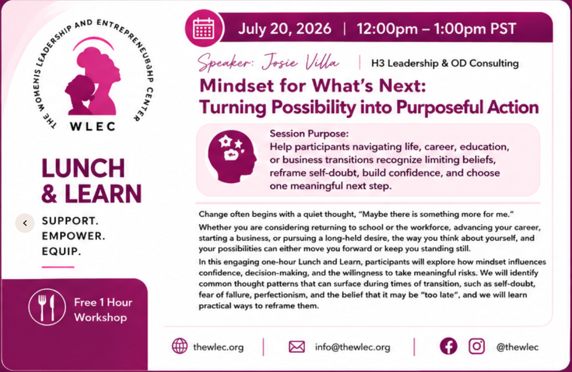 Lunch and Learn Workshop - Mindset for What's Next