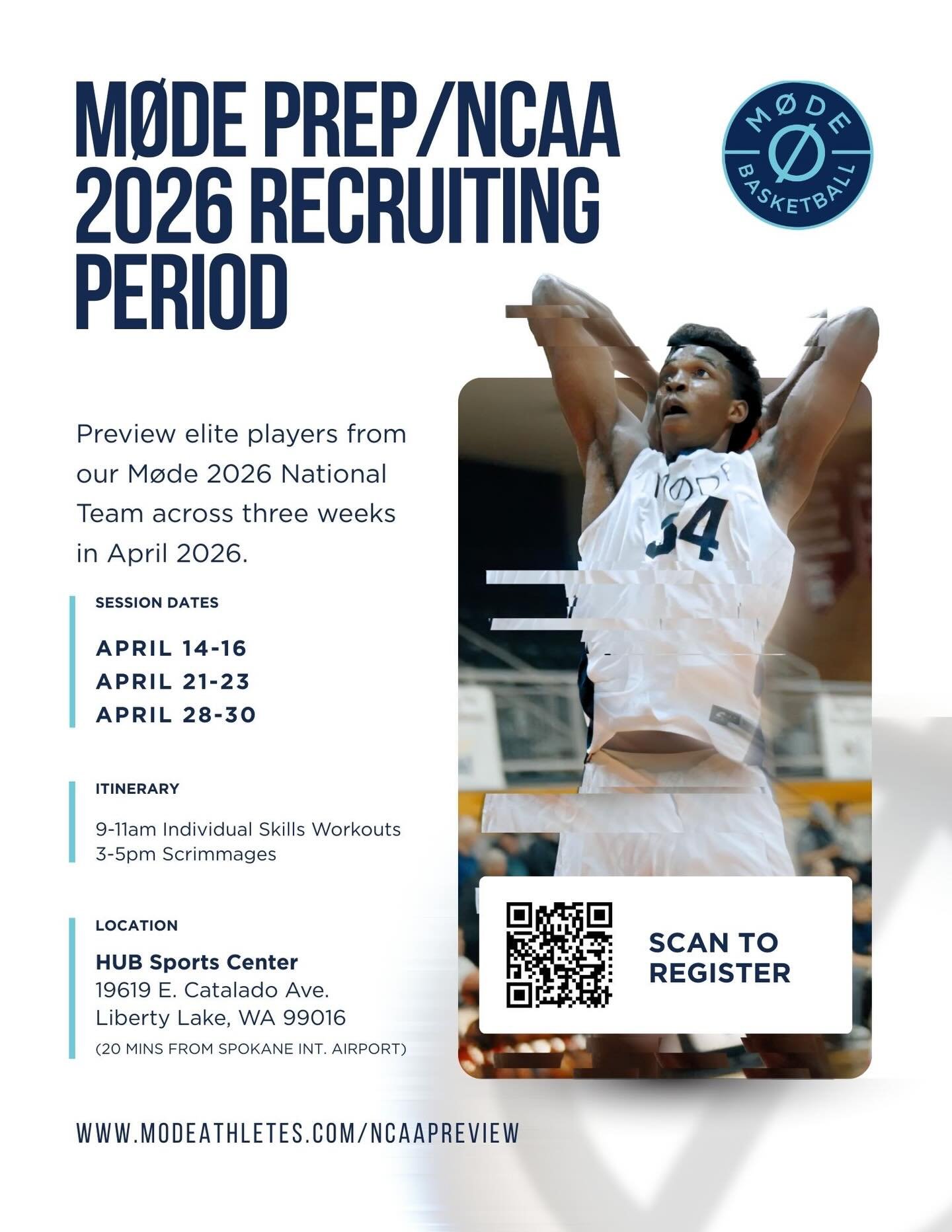 Basketball Players:

We&rsquo;re inviting recruits to visit M&Oslash;DE Prep between April 10th-30th for workouts as we evaluate players for our 2026-2027 rosters.

Players must pay for their own travel to Liberty Lake (Spokane), WA.  We can provide 