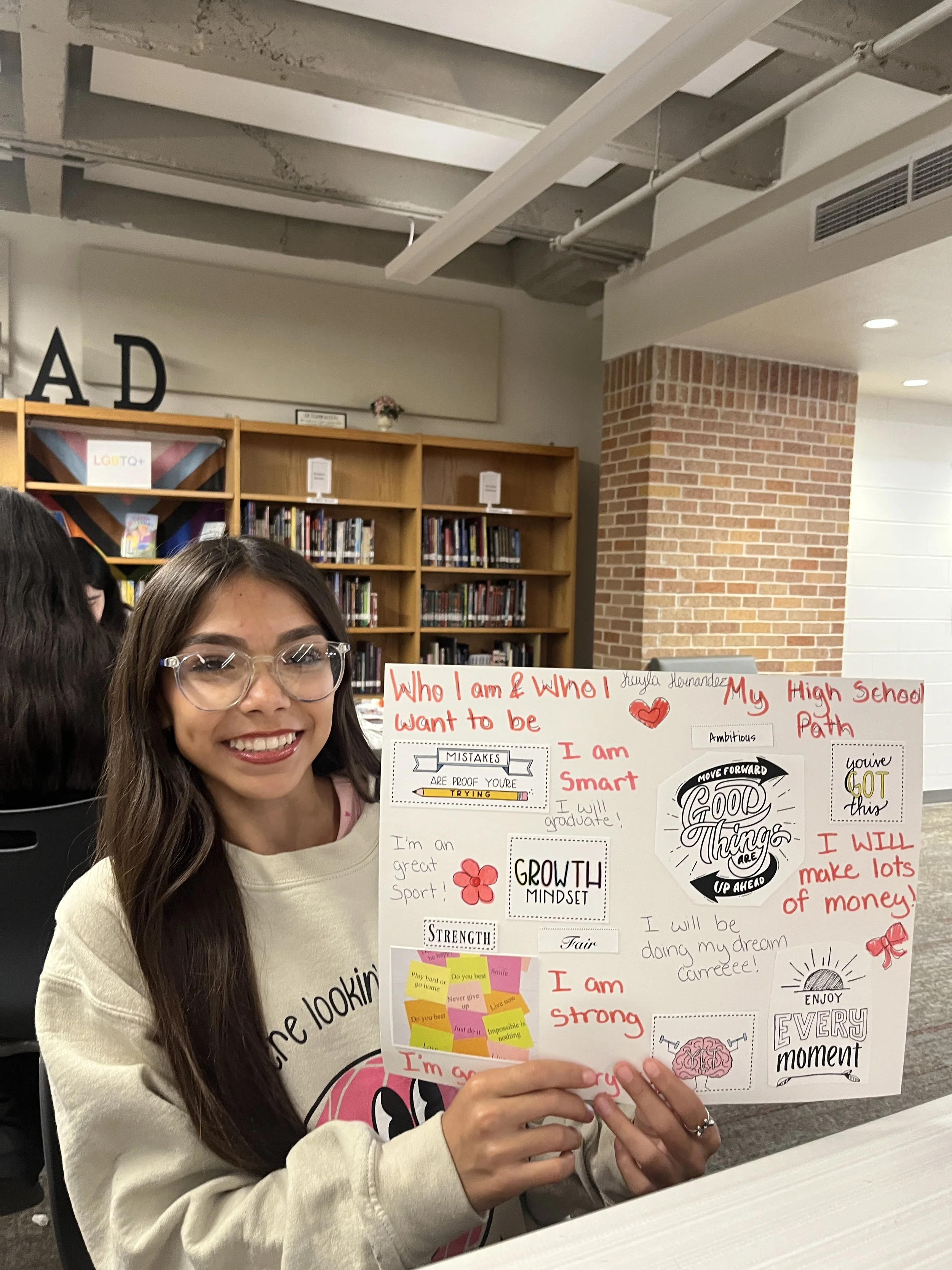 Student shows off her career vision board