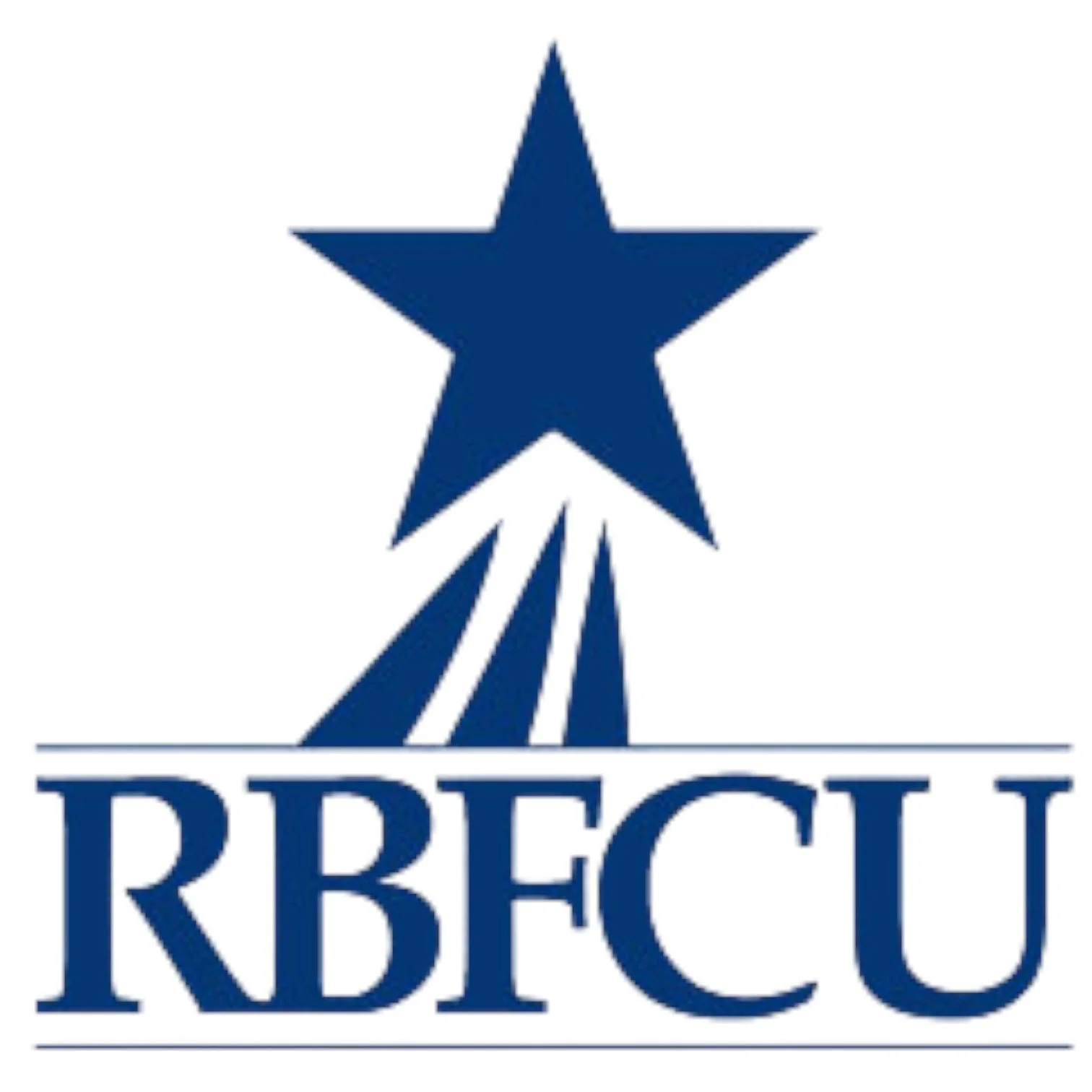 Logo of Randolph Brooks Federal Credit Union featuring a blue star shooting up.
