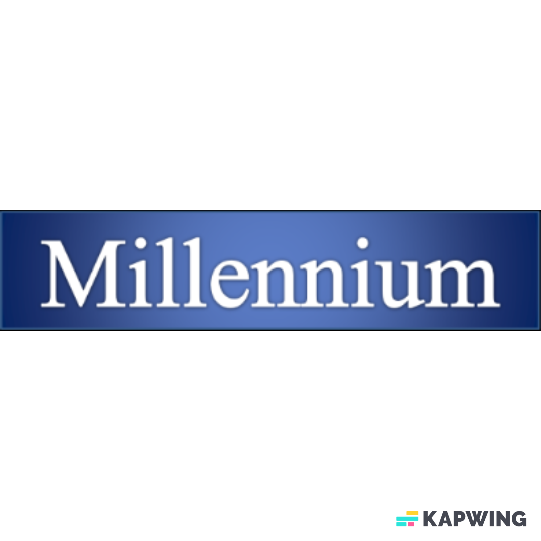 Millennium logo in white text in a blue box. 
