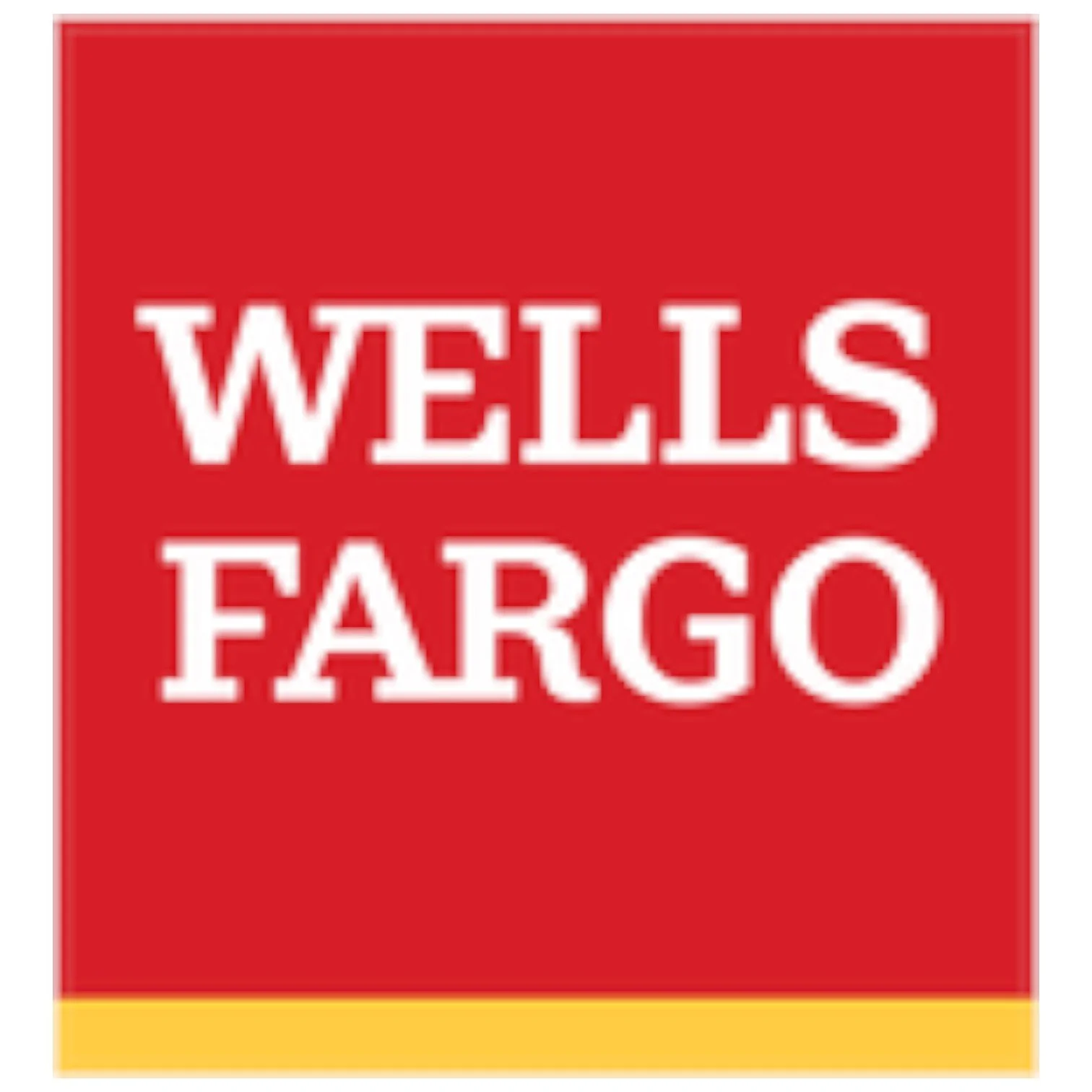 Wells Fargo logo with red background, white text, and a yellow stripe at the bottom.