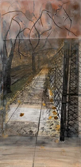  Jacqueline Trujillo 
 Pulling Focus   
encaustic mixed media 
24 x 11 in. 
$300