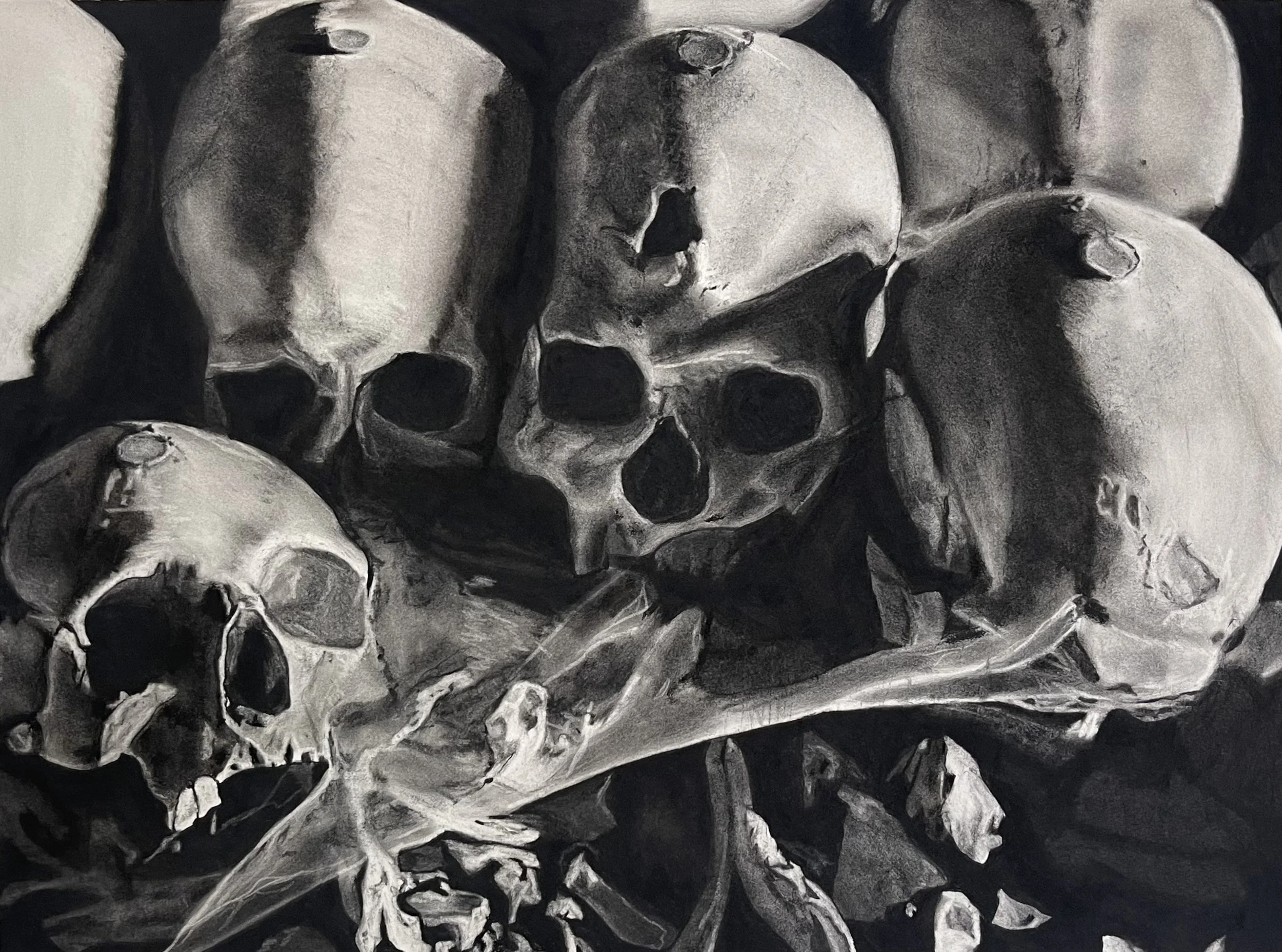   Catacombs II   Charcoal on Paper 22”w x 30”h 2025