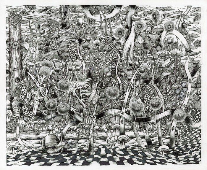  Scott Hewson 
 Everything that Watches   
pen and ink on paper 
14 x 17 in. 
$1,900