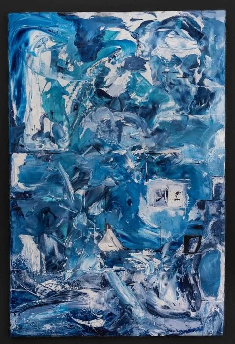  Carolyn Stevenson 
 After the Storm   
[2nd prize] 
abstract blues moving from upheaval to quiet strength. 
36 x 24 in.