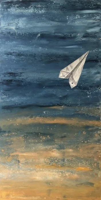  Tammy Schroder-Towers 
 Paper Airplane Memories   
acrylic on canvas 
48 x 24 in. 
$750