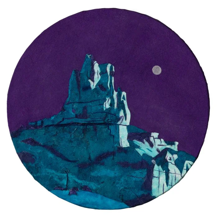  Virginia Primozic 
 Moonrise Over Church Rock   
paper on canvas 
8 x 8 in. 
$165