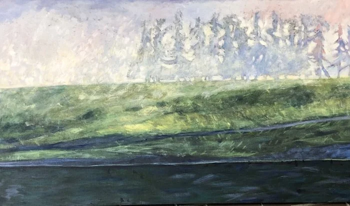  Rebecca Meloy 
 Waiting or Waiting for Godot   
acrylic | hand stretched linen 
30 x 54 in. 
$2,500