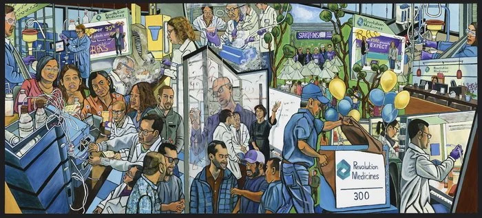  Myra Eastman 
 Revolucion Medicines   
acrylic on canvas 
48 x 108 in.
