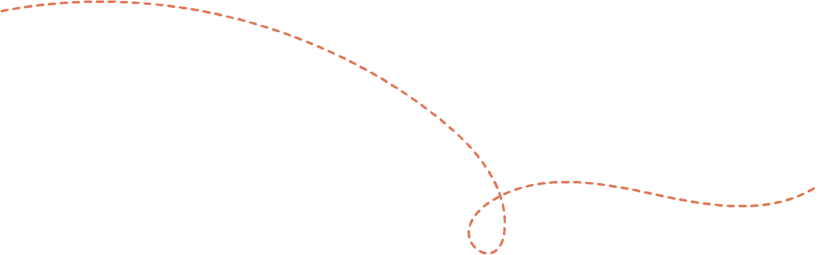 Hand-drawn orange dashed line forming loops and curves, showing the firefly's path.