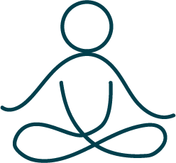 Line drawing of a person sitting cross-legged in a meditative pose, symbolising in retirement advice.