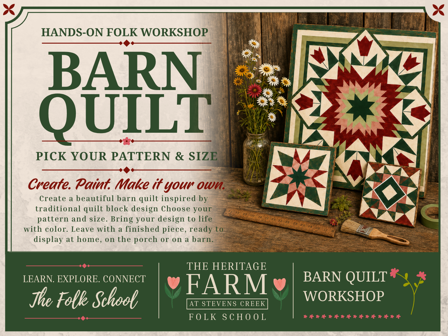 Barn Quilt Workshop <br></br>June 5, 2027 from 10:00AM-5:00PM