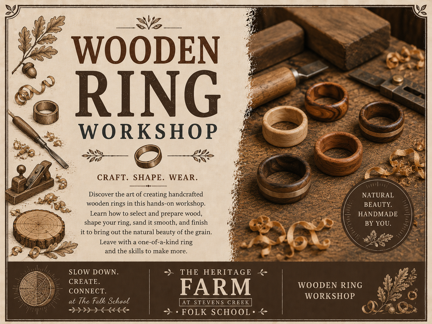 Wooden Ring Workshop September 26, 2026 (Select Morning or Afternoon Session)