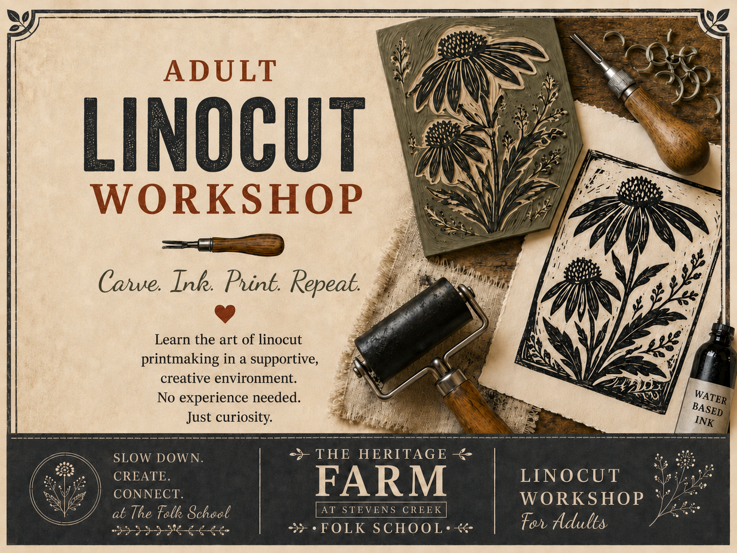 Intro to Linocut (Ages 16+) <br></br>January 30, 2027 from 10:00AM-12:00PM