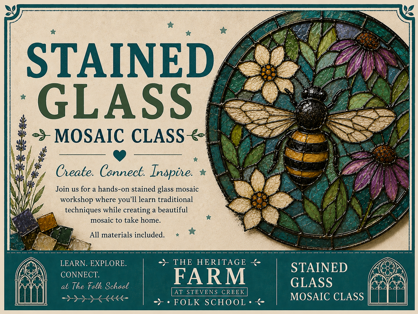 Stained Glass Mosaic, January, 16, 2027 from 12:30pm-4:30pm (Ages 16+)