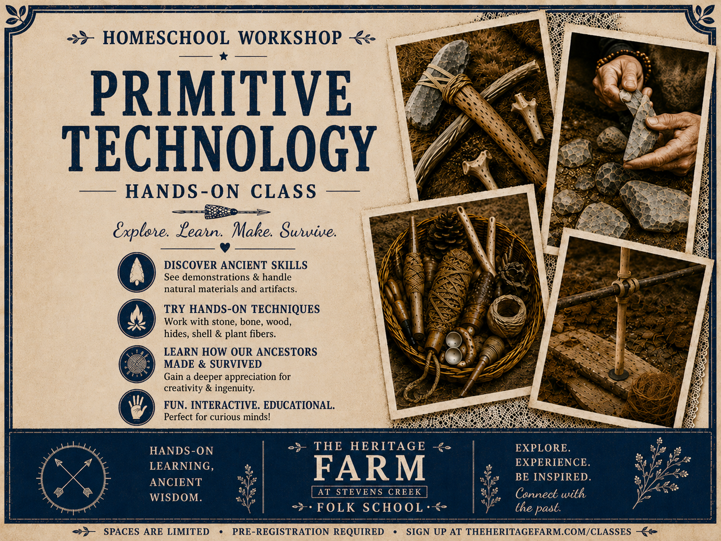 Primitive Technology (Homeschool Workshop Ages 10+) <br></br>March 16, 2027 from 10:00AM-12:00PM