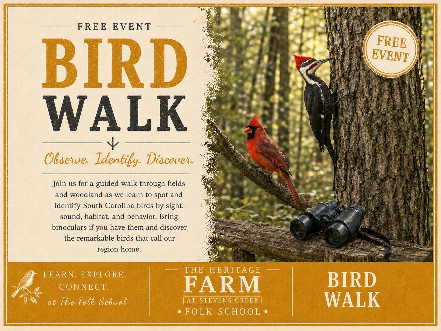Bird Walk – All Ages Welcome <br></br>October 10, 2026 at 10:00 AM FREE EVENT