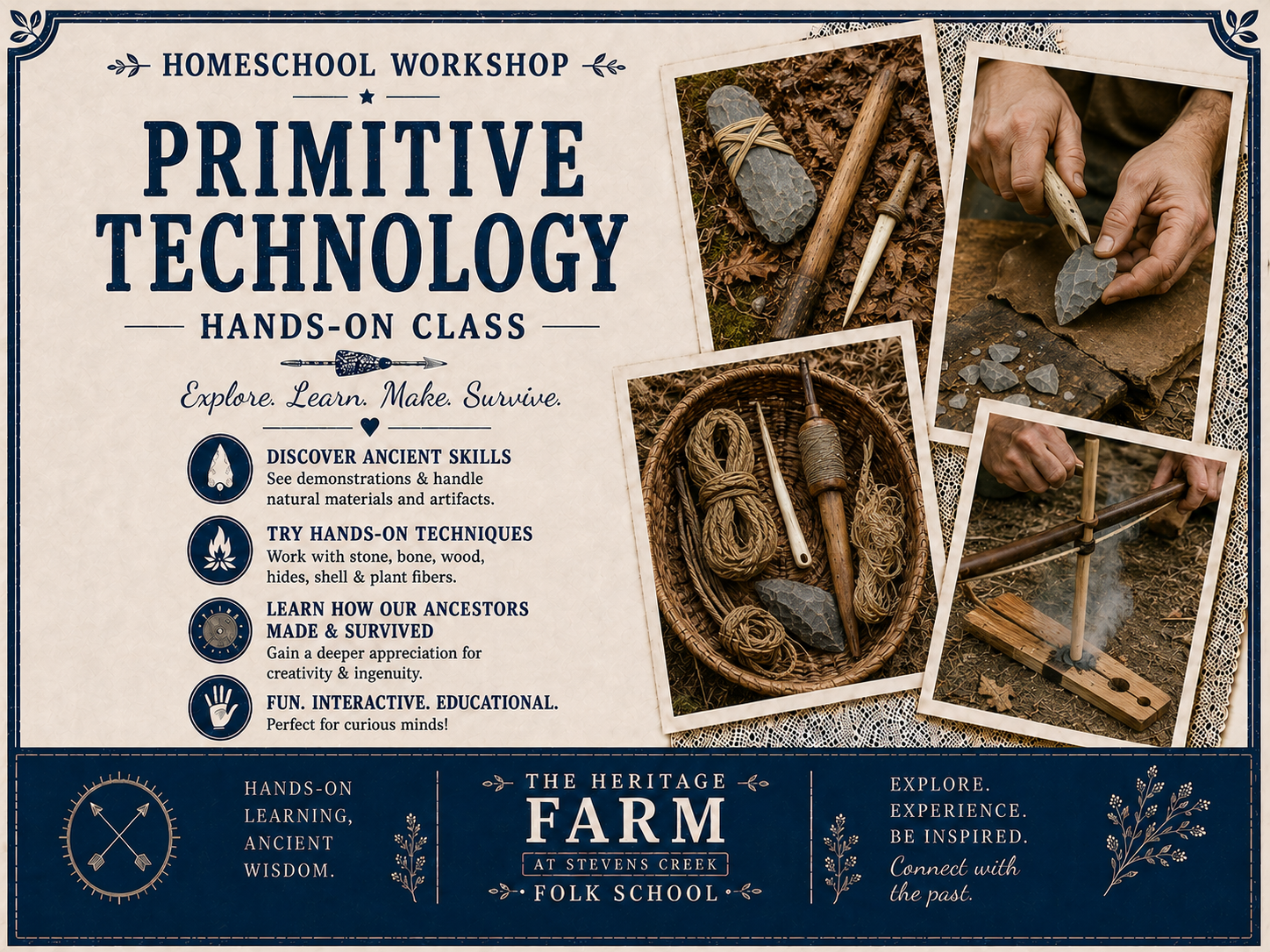 Primitive Technology (Homeschool Workshop Ages 10+) <br></br>October 5, 2027 from 10:00AM-12:00PM