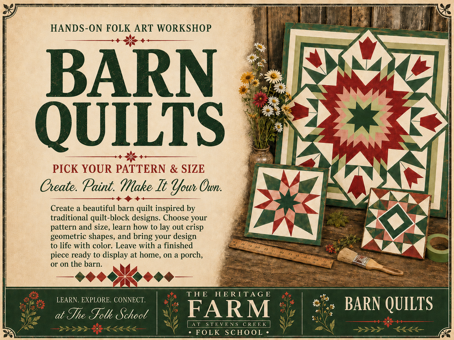 Barn Quilt Workshop <br></br> MARCH 6, 2027 from 10:00AM-4:00PM