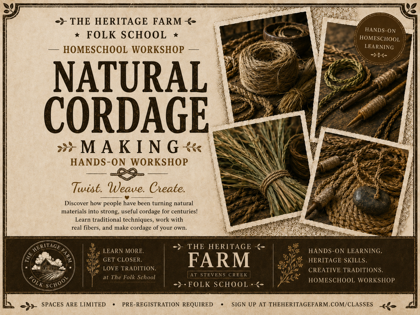 Natural Fibers, Cordage and Ropemaking <br></br>March 9, 2027 from 12:30PM-4:30PM