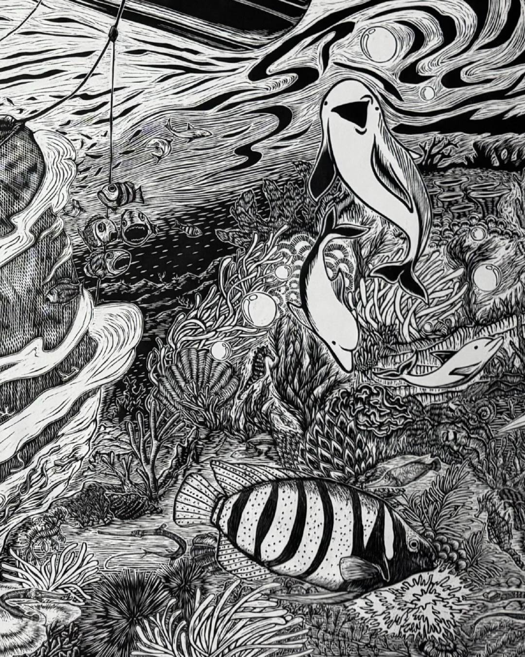 ✨ Sharing a glimpse of &ldquo;Lament of the Ocean - Ratapan Lautan&rdquo;, a woodcut print on fabric inspired by #IconicFishes. 👀 How many of our iconic fishes can you spot in this underwater world? 💙

The artwork was created by Malaysia&rsquo;s le