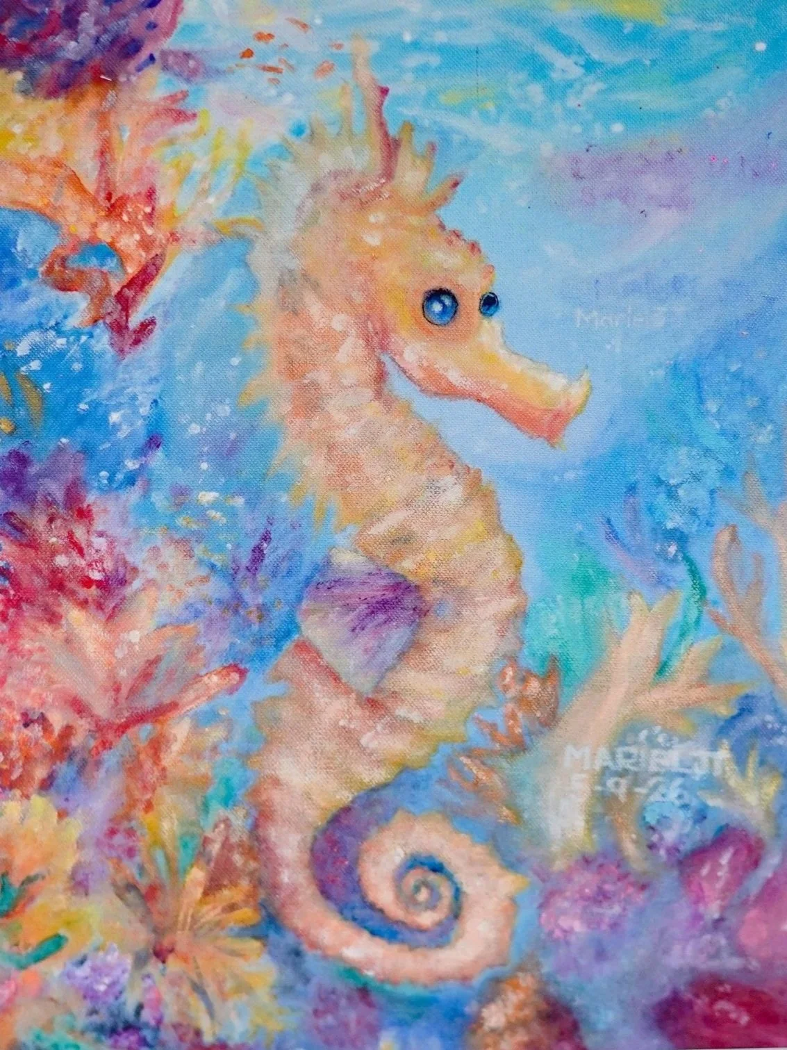 Seahorse painting by Mariel Jane Tamakal, Philippines.