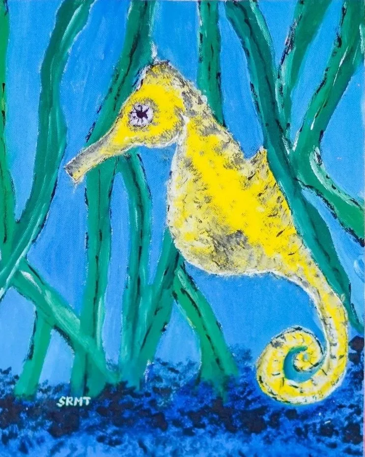 Seahorse painting by Sharon Rose Tabugo, Philippines.