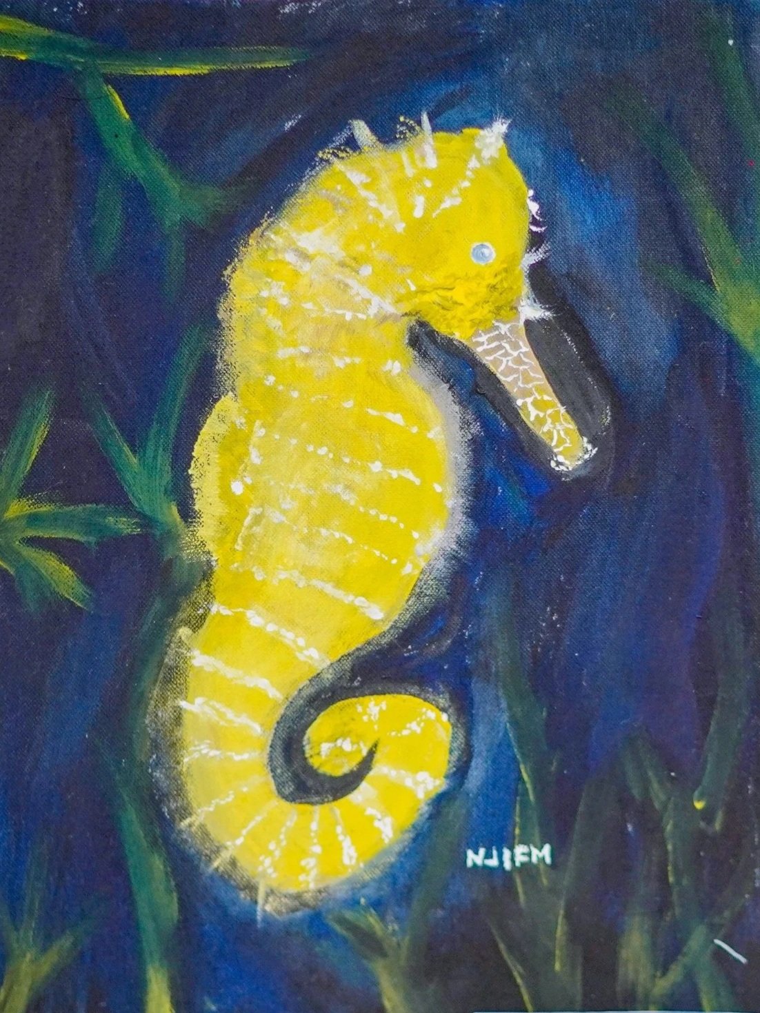 Seahorse painting by Feben Maguate, Philippines.