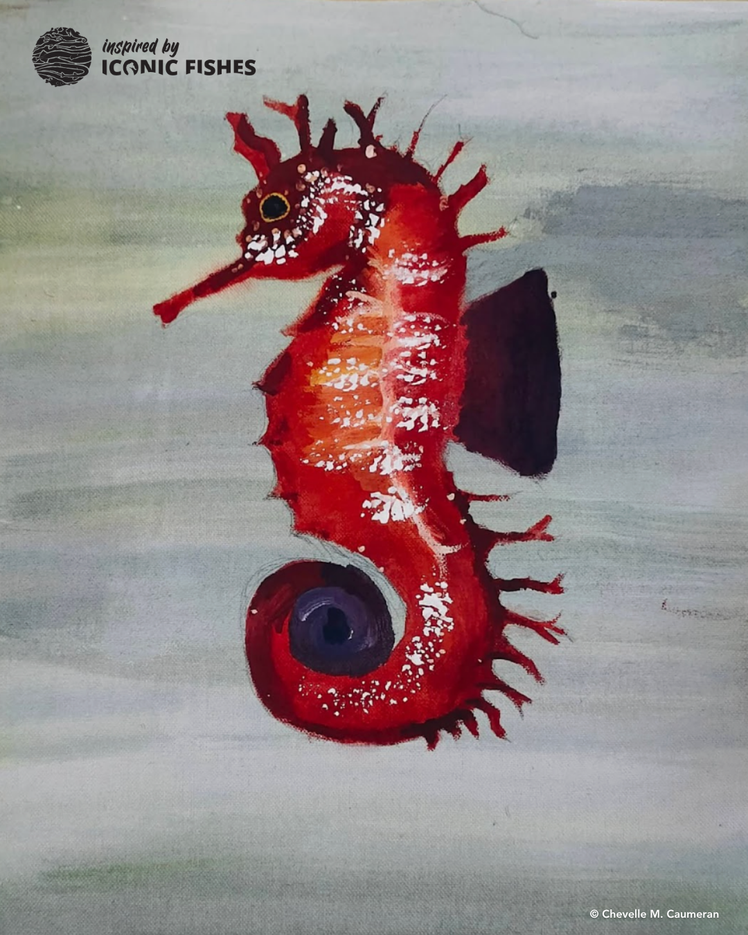 Seahorse painting by Chevelle M. Caumeran 