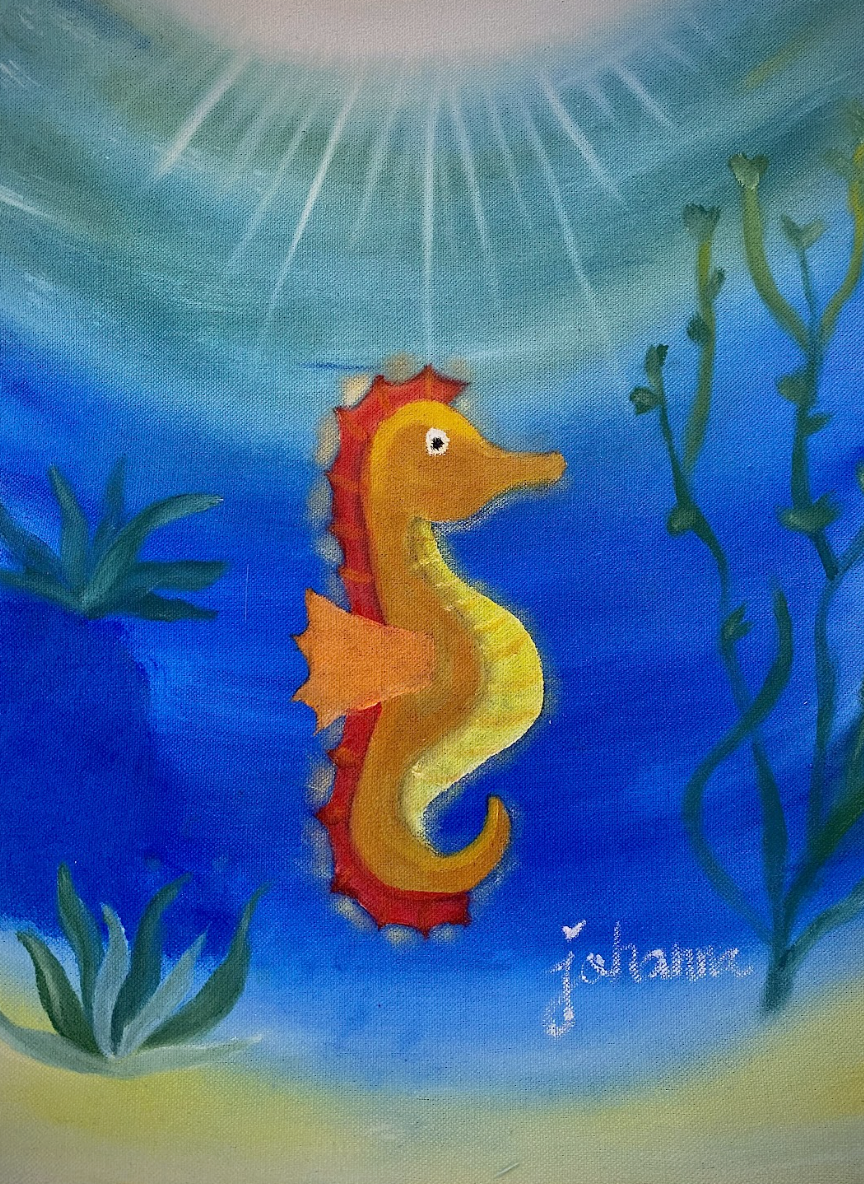 Seahorse painting by Johanna Palangan, Philippines.