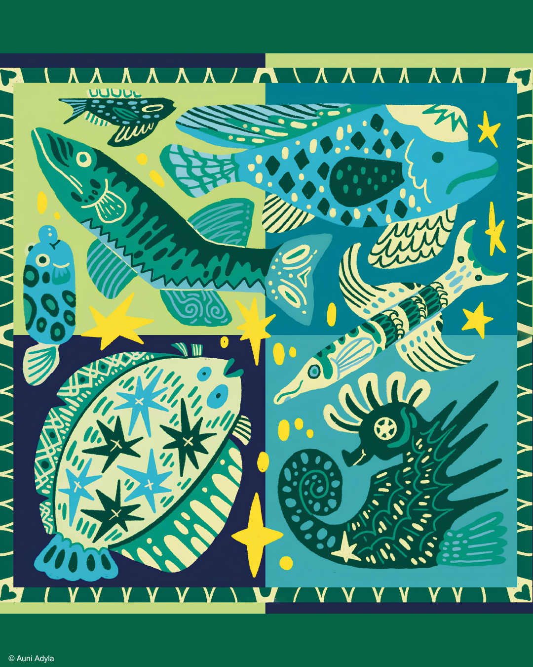 Sunlight Zone Fishes by Auni Adyla, Indonesia.