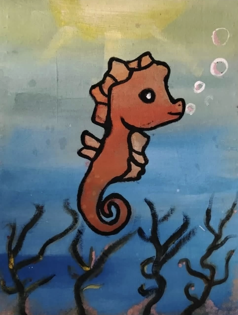 Seahorse painting by Zyrus Daniel Torion, Philippines.