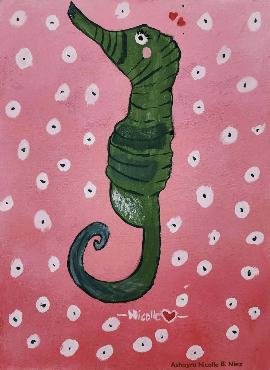 Seahorse painting by Ashayra Nicolle Niez, Philippines. 