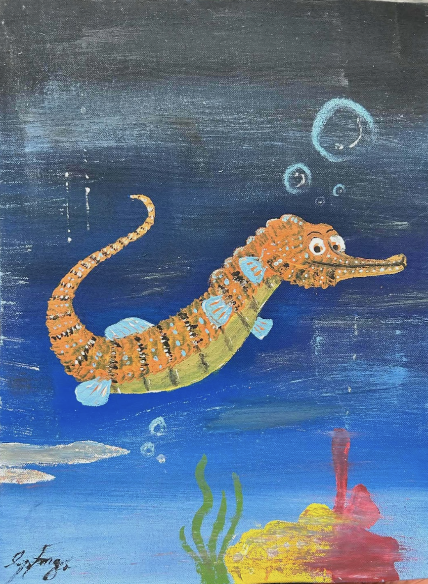 Seahorse painting by Orfa G. Taug, Philippines.