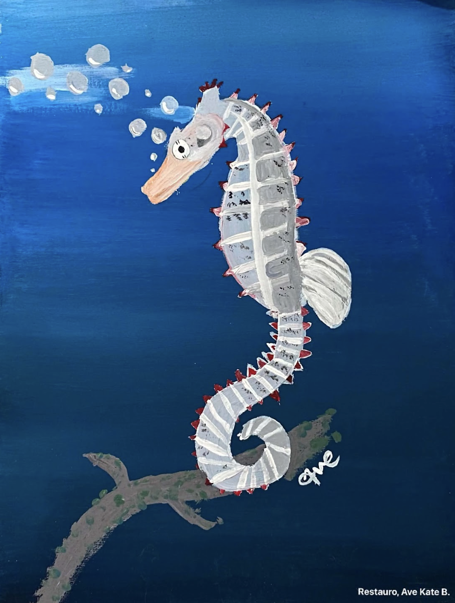 Seahorse painting by Ave Kate Restauro, Philippines.